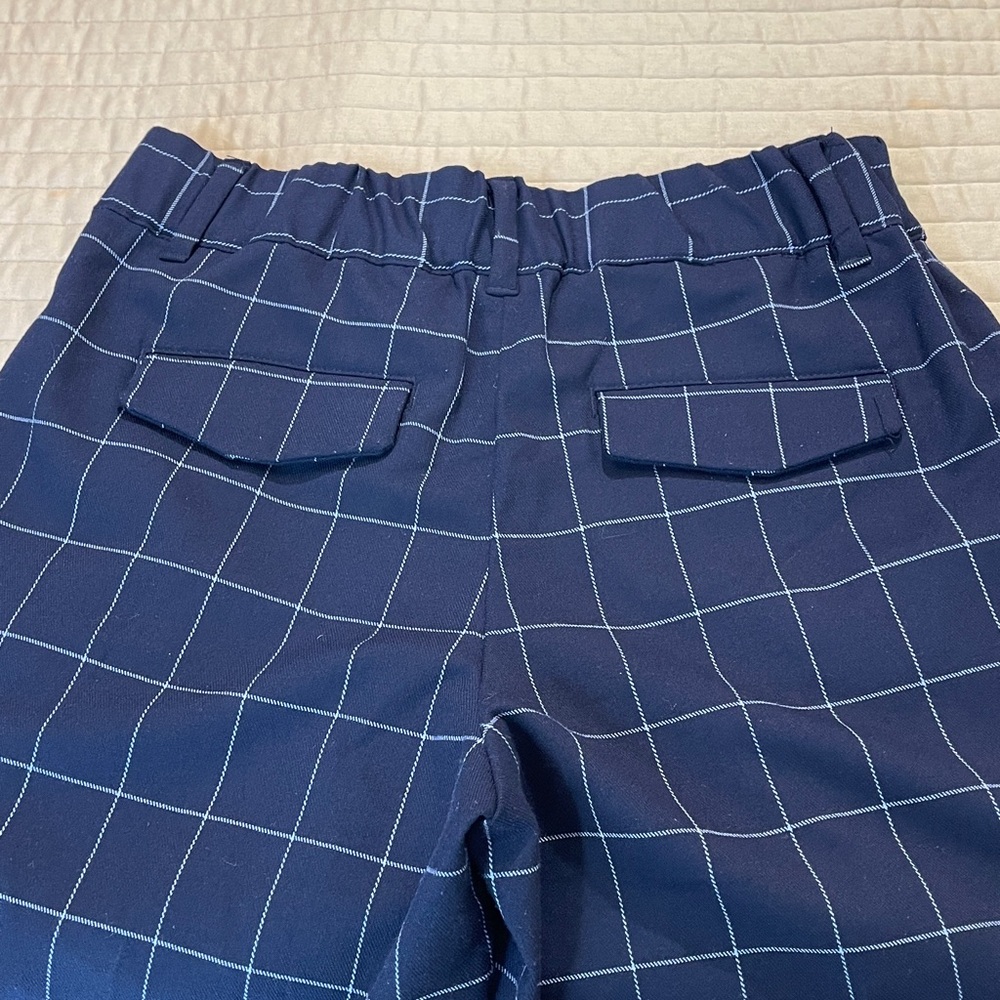 A NEW DAY WOMENS SIZE 8 Navy Checkered PANTS ZIPPER FRONT ELASTIC WAISTBAND - Picture 9 of 10